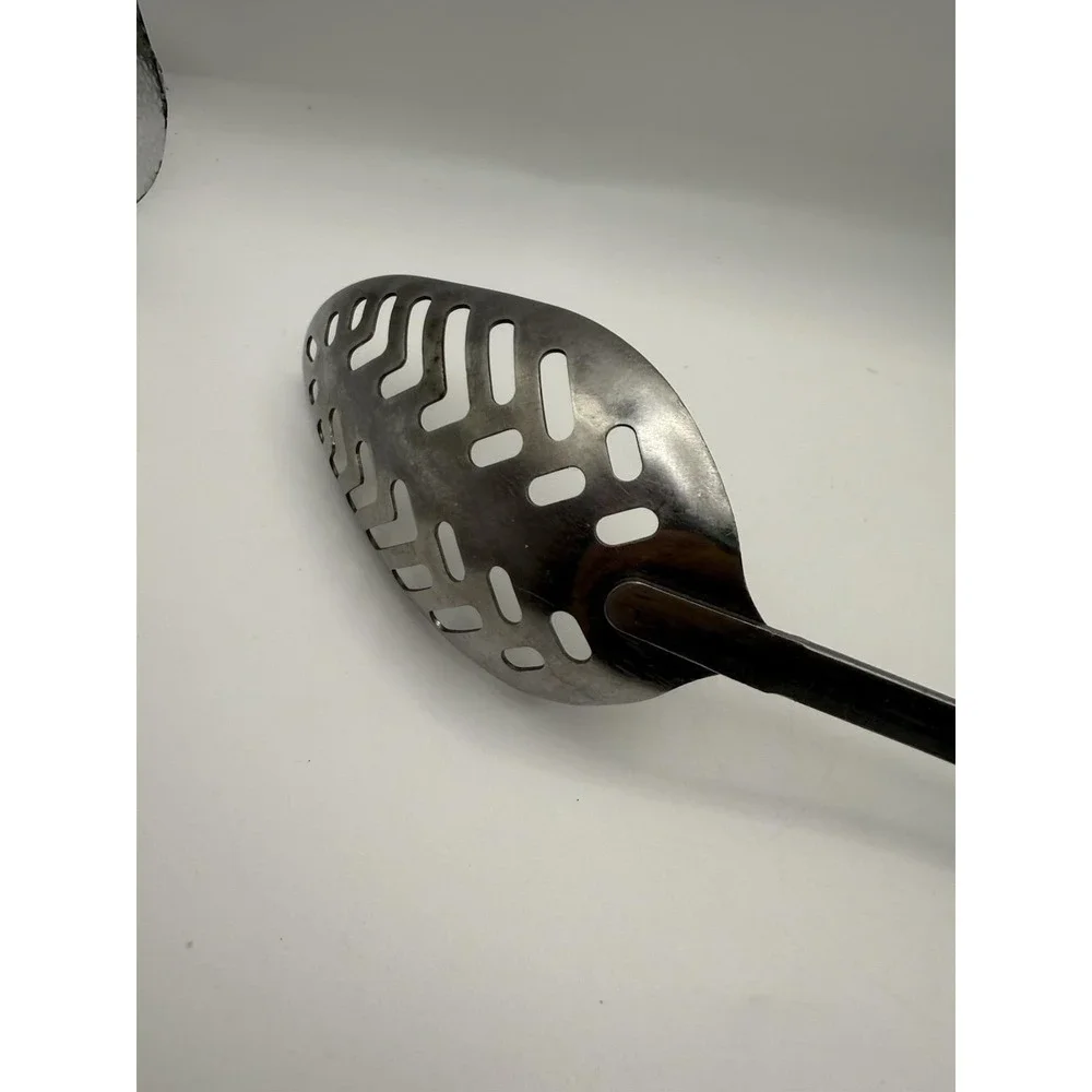 Vintage Ekco Slotted Spoon Brown Handle Made‎ in USA Kitchen Cooking Utensil